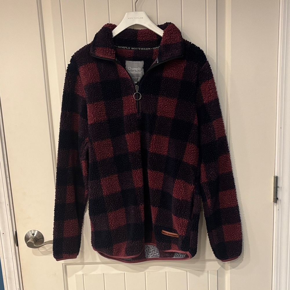 Simply Southern Checkered Fleece Pullover